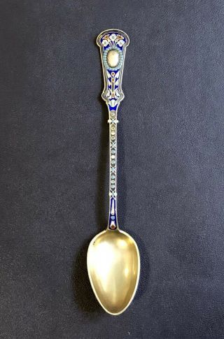 Antique David Andersen Norway Cloisonne Enamel Sterling Silver Spoon