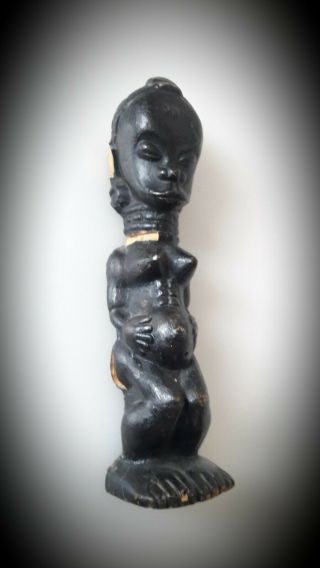 Antique Hand Carved Nude Black African ? Female Fertility Figure Figurine 7 1/2 "