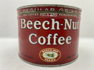 Old Farm House Find Vintage Beech - Nut Coffee Antique Advertising Tin Can