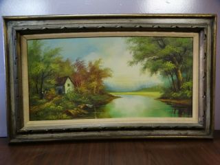 Antique Vintage Mid - Century Oil On Canvas Painting In Frame Signed By Artist