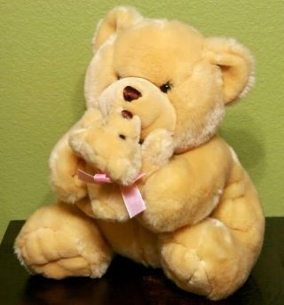 Rare Walmart Magnetic Kissing Mom & Baby 12 " Teddy Plush Bear For Mother 