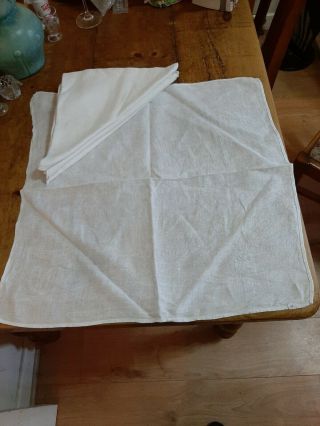 Set Of 6 Vintage White Linen Napkins