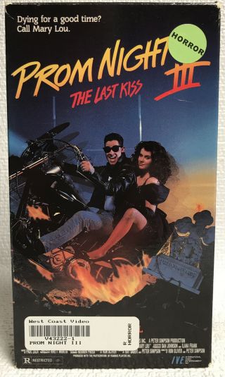 Rare Vintage Prom Night Iii 3 The Last Kiss (vhs,  1990) Video Horror Mary Lou
