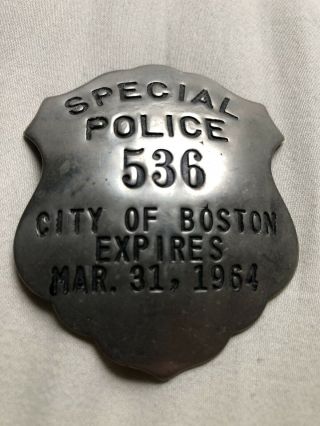 Special Police Badge City Of Boston 1964 Antique