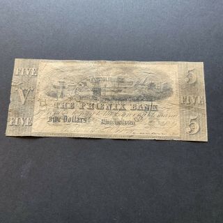 1839 South Carolina $5 Obsolete Currency The Phoenix Bank Charleston,  Rare