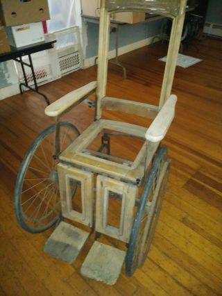 Old Antique Wooden Wheel Chair From The Late 1930 