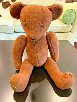 Vintage Antique 18 " 5 - Way Jointed Teddy Bear - " D " Marking On Foot