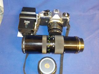 Pentax Mue.  35mm Camera / 3 Lenses,  Flash