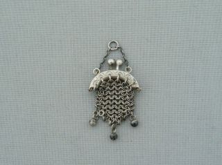 Rare Antique Silver Miniature Novelty Chainmail Purse For Chatelaine