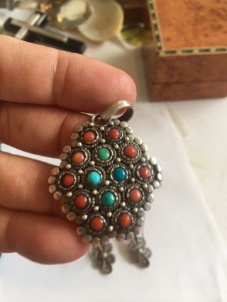 Pretty Antique Silver Jewellery With Coral And Turquoise 2