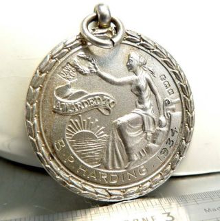 Antique Vintage Art Deco C 1930s Solid Silver Medal Fob Scrap Silver Or Wear