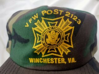 VTG VFW POST 2123 WINCHESTER VA CAMO HAT CAP VETERANS OF FOREIGN WARS RARE HTF 3