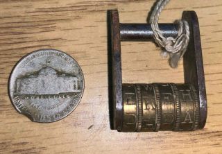 Small Antique 4 Wheel Lettered Combination Padlock L@@k