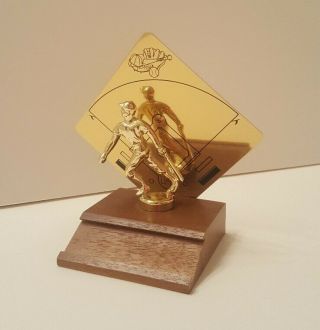Rare Vintage 1960s Baseball Trophy With Ball Park Brass Plate