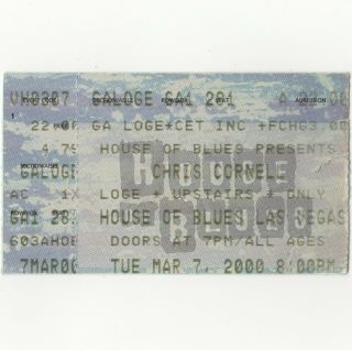 Chris Cornell Concert Ticket Stub Las Vegas Nevada 3/7/00 Hob Soundgarden Rare