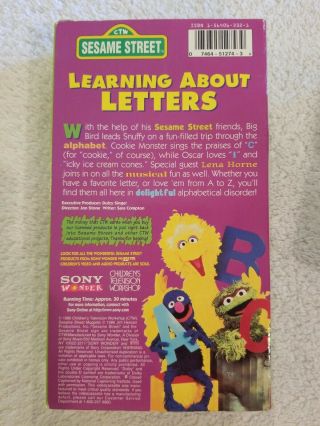 Sesame Street - Learning About Letters (VHS,  1986) COOKIE MONSTER 1986 RARE 3