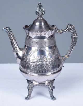 Vintage Simpson Hall Miller & Co Silverplate Tea Pot 1899 Hight 11.  5 "