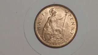 1925 Half - Penny.  M.  E.  Type.  Unc.  90 Lustre.  Rare Thus.  George V.  British.  1926