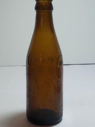 Antique Honey Amber Straight Side Coca - Cola Louisville Ky