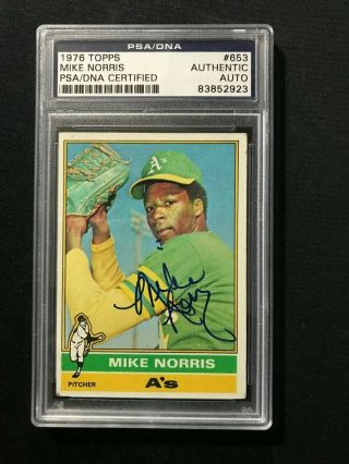 1976 Topps 653 Mike Norris Auto A 