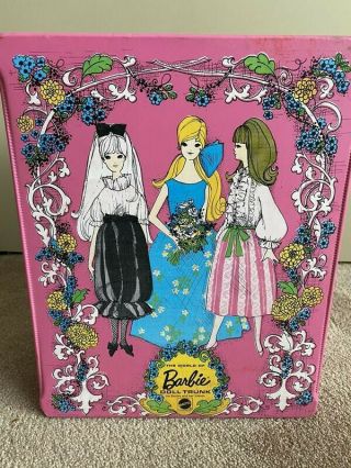 Vintage 1969 The World Of Barbie Doll Trunk Case By Mattel Pink