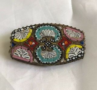 Antique Victorian Micro Mosaic Brooch Pin Millefiori Italy