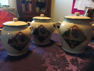 Rare Home & Garden Party Northwoods Canister Set Gently