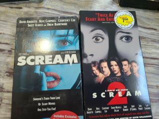 Scream 1 And 2 Vhs Vcr Video Tape Movie Rare Variant Blue Cover.  Wes Craven