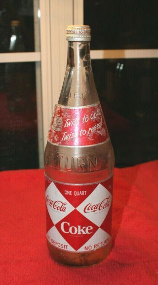 Rare Coca Cola Diamond Ndnr 1 Quart Bottle