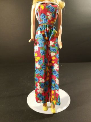 Vintage Barbie Clothes Flowered Pants With Crop Top And Yellow Pumps