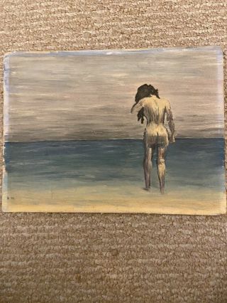 Vintage Painting Naked Woman In Water Albemarle Canvas