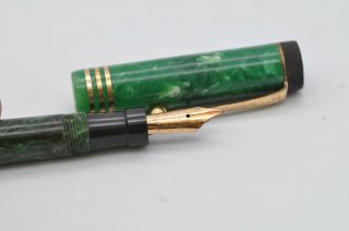 Rare Vintage Parker Lady Duofold Lucky Curve Fountain Pen Jade Green Flexy