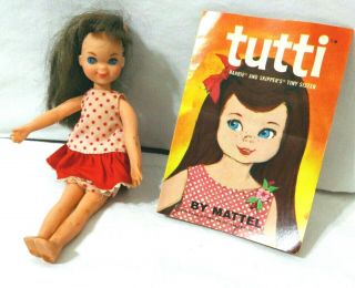 Vintage Mattel 1965 Tutti Doll In Red Polka Dot Outfit - Brunette,  Blue Eyes