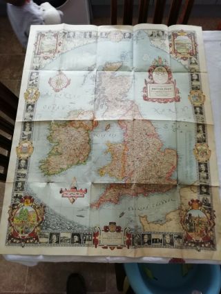 Large Vintage Map Of The United Kingdom - National Geographic 1937