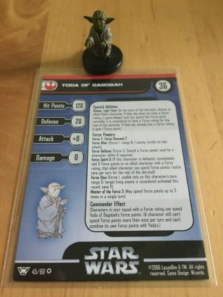 Yoda Of Dagobah Star Wars Miniatures Champions Of The Force 45 Very Rare