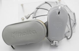 Rare - Minolta 16 Baby Flash Shoe Mounted B - C Flash Bulb Unit Fan & Case