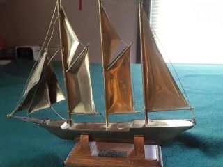 Vintage Brass Sailing Ship " Sir Winston Churchill " With Stand