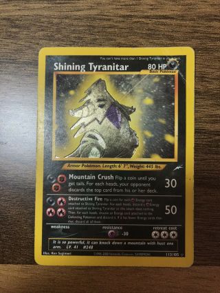 Shining Tyranitar Rare Neo Destiny 113/105 Holo Holographic Pokemon Card 1999