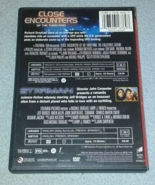 Close Encounters of the Third Kind and John Carpenter ' s Starman RARE opp DVD 2