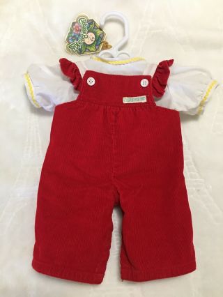 Authentic Vintage Cabbage Patch Kids Clothes Doll Outfit Overalls Red Corduroy