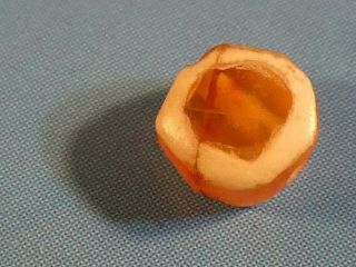 Ancient Pyu - Kushan Etched Agate Carnelian Rare Two Eye Disc Bead 5.  4 By 3.  4 Mm