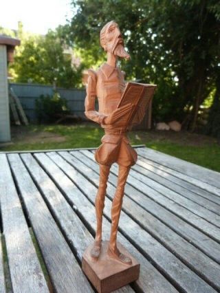Lovely Vintage Hand Carved Wooden Figurine Of Shakespearian Style Man