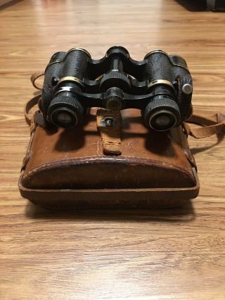 Vintage Carl Zeiss Jena Binoculars With Leather Case Telexem 6x Rare Collect