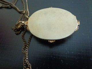 ANTIQUE VICTORIAN ART DECO SHELL CAMEO NECKLACE PENDANT CHAIN 12KT GOLD FILLED 3