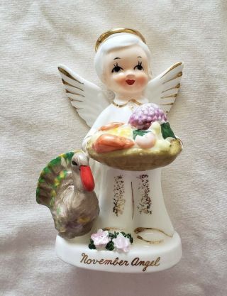 Rare Vintage Napco November Birthday Boy Angel Figurine