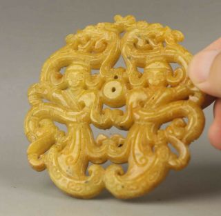 Chinese Old Natural Jade Hand - Carved Statue Dancer Pendant 2.  8 Inch