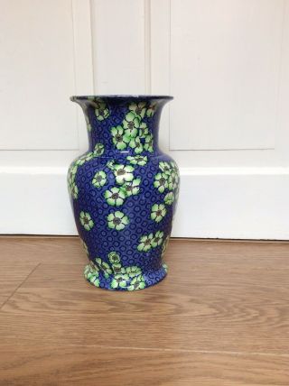 Vintage Royal Cauldron “prunus” Blue & Green Large Vase - Some Repair To Lip