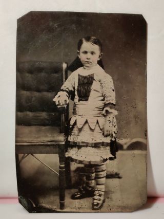 Antique Victorian Post Mortem Tintype Photograph Of Young Boy 3.  375  X 5.  125