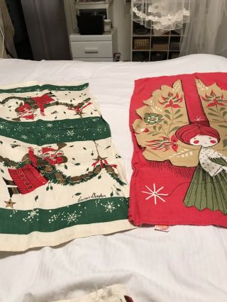 Vintage Christmas Tea Towels Linen