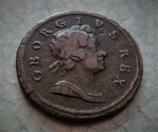 1718 George I " Dump " Half Penny,  Rare Coin